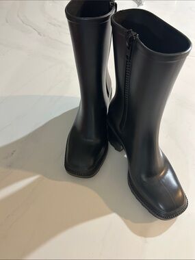 INC International Concepts Black Mid-Calf Rain Boots